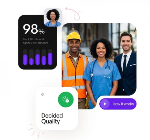 Professional workers representing healthcare, construction, and office sectors